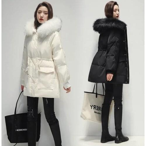 2021 New Winter Down Cotton Parkas Coat Women Korean Big Fur Collar Hooded Cotton Coats Long Casual Wild Winter Jacket Plus size