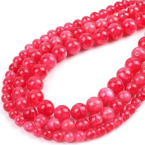 Wholesale Natural Angelite Stone Red Rhodochrosite Smooth Round Loose Spacer Beads for Jewelry Making DIY Bracelet 6/8/10mm