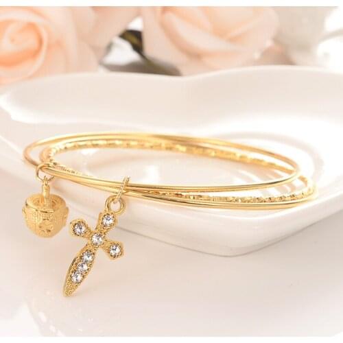 Wholesale Gold Color dubai Ethiopian bangle bracelet bangle African Women wedding bridal party jewelry handchain anklet gifts