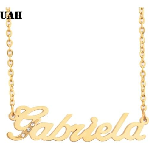 UAH Gabriela Name or Stainless Steel Customize Name Charm Necklace Simple Design Letter Pendant Necklaces Womens Necklace