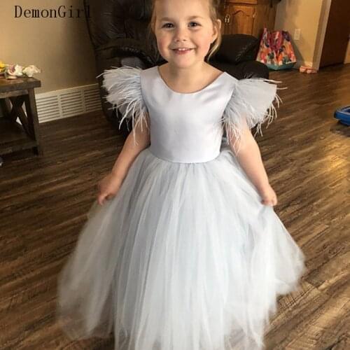 Flower Girls Dress Princess A-Line Long Birthday Dress Christmas Party Gown Girl Clothes with Bow