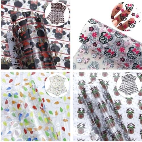 David accessories 20*33cm Transparent UV Printing Synthetic Leather Patchwork For Bows DIY handmade materials,1Yc12530