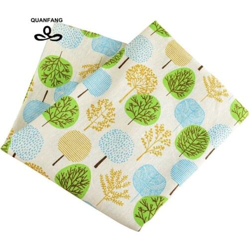 QUAN FANG New Printed Cotton Linen Fabric For DIY Quilting Sewing sofa,Table Clothes,Curtain Cushion Hold Pillow case material