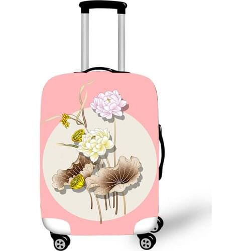Pink Lotus Suitcase Protective Cover For Women Girls Travel Bag Cover Elastic Trolly Luggage Cover Dust-proof Travel Accessories