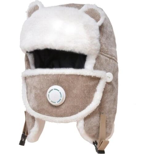 2020 New Winter Fashion Thermal Bomber Hats Lovely Women Breather Ear Protection Face Mask Windproof Ski Cap Velvet Thicken Hat