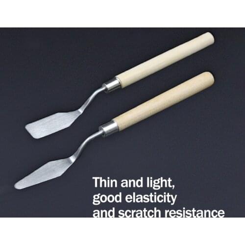 Stainless Steel Spatula Palette Knife Log Handle Wood Oil Painting Artist Tools Painting Knife Lightweight Palette Supplies