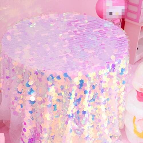 Pink girl Mermaid Fantasy Dreamy Round sequins laser Shiny tablecloth Background cloth Shooting props decoration table cover new