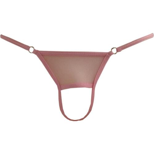 Sexy lingerie ropa mujer underwear women lenceria panties tanga thong micro bikini Solid color Hollow out Transparent metal ring