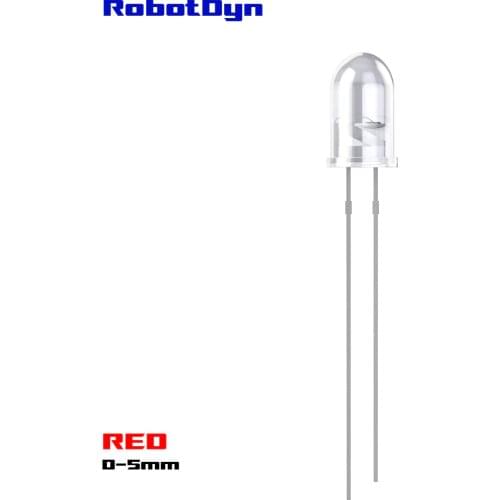 LED crystal shell D-5mm, RED light, (pack 50 pcs)