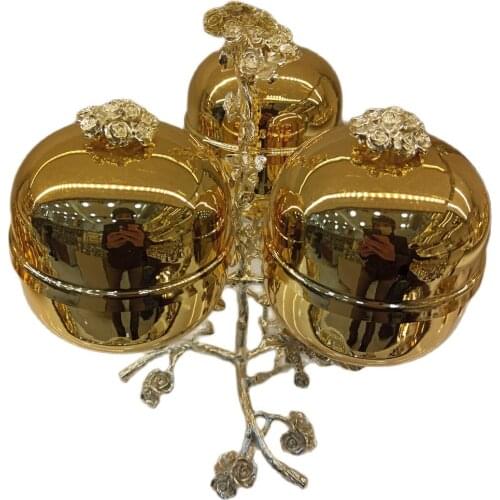 Triple Copper Engraved Sugar Bowl With Rainform Holder Set Gift Cruet Jar Box Pot Bottle Tool Container Supply Gusto Canister