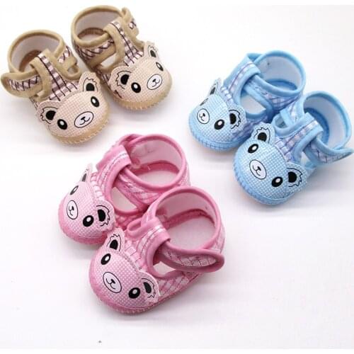 Newborn Baby Girls Cartoon Little Bear Prewalker Soft Sole Single Shoes First Walkers Red Blue ChildrenS Footwear