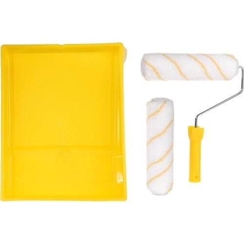 Uxcell Paint Roller Kit 9 Inch 2xRoller Covers 1xRoller Frame 1xRoller Tray to paint trim door edging line striping ect.4Pcs