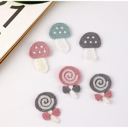 WhatIlife 10Pcs/Set Woolen Yarn Embroidery Cute Lollipop Mushroom Patch For Kids Clothes Shoes Sewing Headwear Appliques Badges