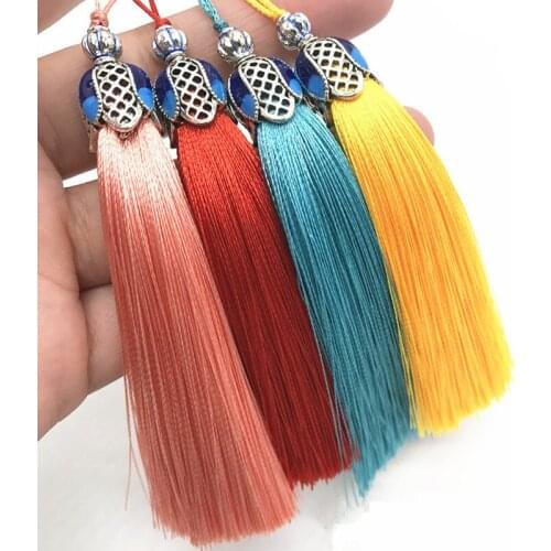 XUNZHE 4PCS 13.5cm gamma crown cap tassel jewelry curtain clothing accessories DIY key mobile phone bag tassel trim tassel