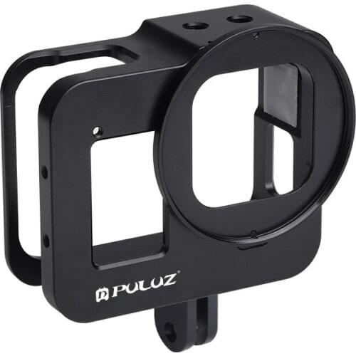 PULUZ Housing Shell CNC Aluminum Alloy Protective Cage with 52mm UV Lens for GoPro HERO8 Black (Black)