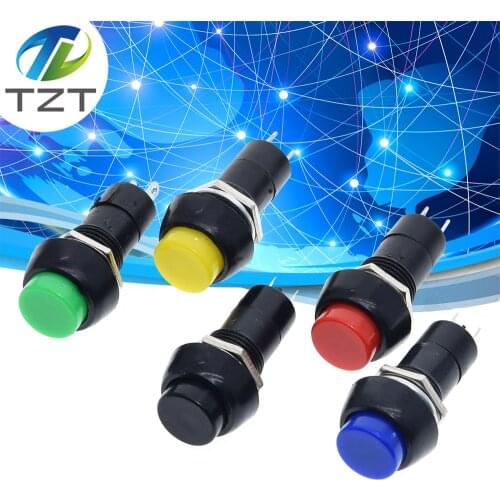 TZT 1Pack=5pcs PBS-11B 2PIN 12mm No Lock Self-Lock ON OFF Push Button Momentary Switch 3A 150V Black Blue Red Green Yellow