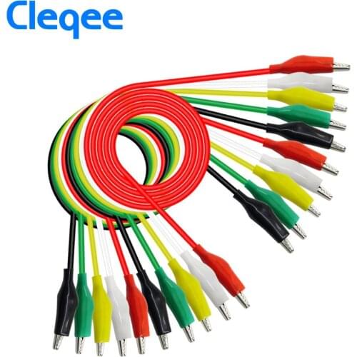 Cleqee P1025 10pcs Alligator Clips Electrical DIY Test Leads Alligator Double-ended Crocodile Clips Roach Clip Test Jumper Wire