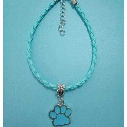 1Pcs New Fashion Jewelry Drip Glaze Dog Paw Print Pendant Charm Multicolor Braided Rope Kabbalah Lucky Bracelets&Bangles