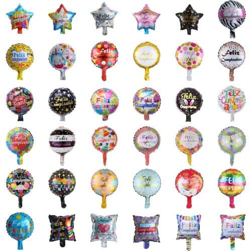 10pcs 10inch Spanish Happy Birthday Love Foil Balloons Feliz Cumpleanos Te Quiero Air Baloes Event Party Decorations Air Golobs