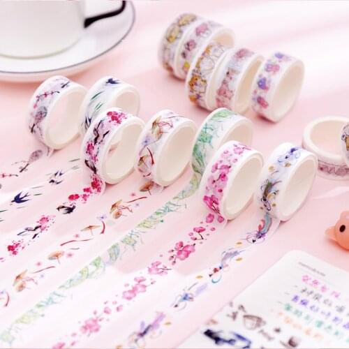 10pcs/pk Cute Cartoon Cat/ Dog Color Paper Washi Tape Adhesive Tape DIY Scrapbooking Sticker Label Masking Tape Office Supplies