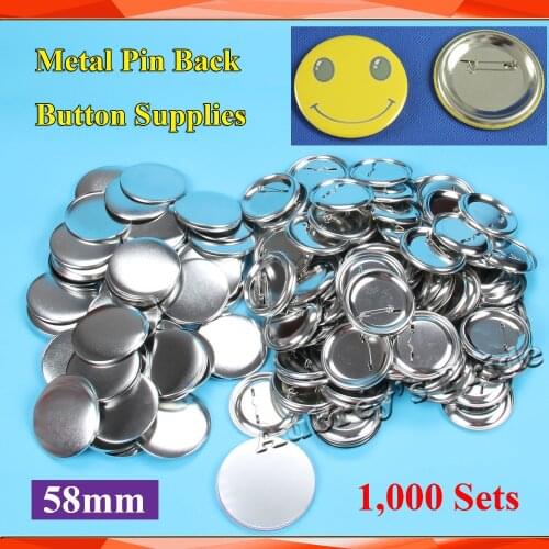 2-1/4" 58mm 1,000 Sets NEW Professional All Steel Badge Button Maker Pin Back Metal Pinback Button Supply Materials