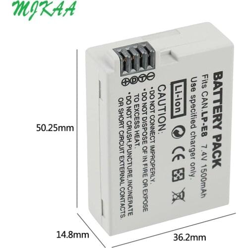 2Packs 7.2V 1800mAh LP-E8 LP E8 LPE8 Li-ion Camera Battery For Canon EOS 600D 650D 550D 700D T4i T5i Rebel T2i Bateria DSLR