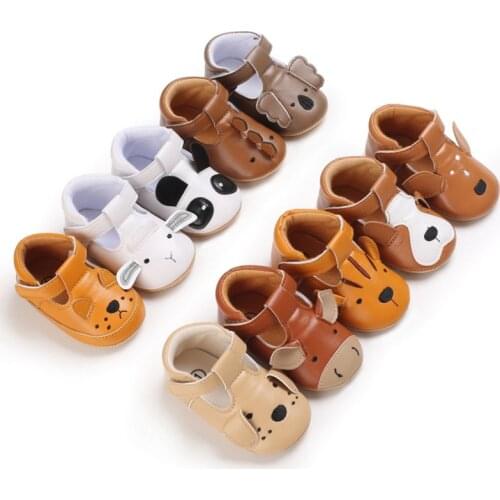 2021 Baby Shoes Animal Pattern Leather Boy Girl Shoes Cute Toddler Soft Sole Anti-slip First Walkers Infant Newborn Sneakers