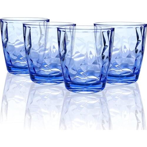 4PCS Plastic Cup Clear Acrylic Stackable Drinking Glasses Spout Mugs for Drinking Cold Water, Tea and Wine
