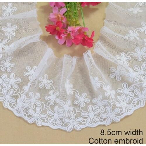 8.5cm White Embroidery Sewing Ribbon Guipure Lace Trim Fabric Warp Knitting DIY Garment Wedding Accessories #4219