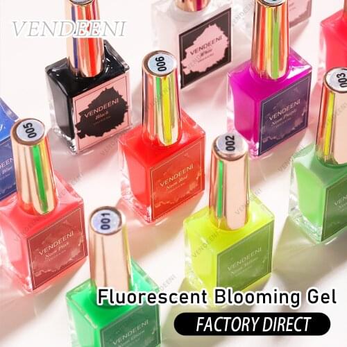 Fluorescent Blooming Gel Nail Polish Neon Watercolor Ink Nail Paint Gel Lacquer Blossom Nail Gel Varnish Nail Art 15ml