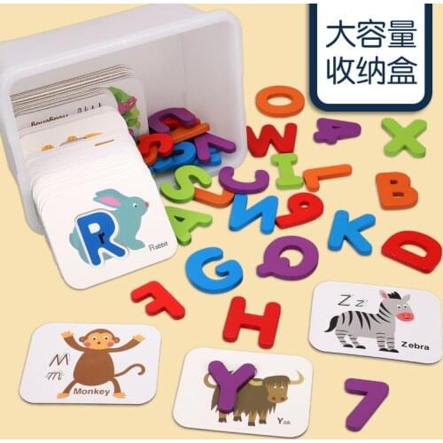 72pcs/box Alphabet Digital Match Cards 3D Animal Puzzles Letters Cognition Puzzle Toy Set Preschool English Letters Learning Toy