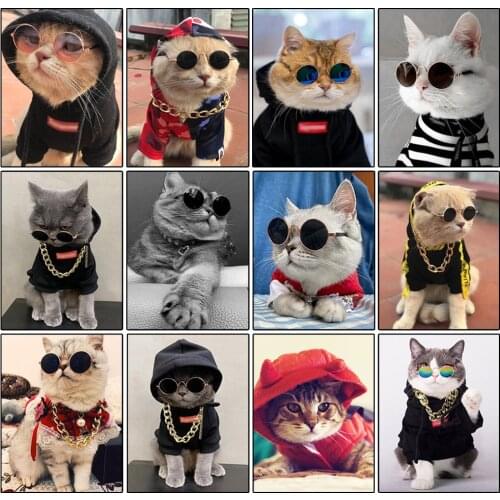 New 5D Diamond Embroidery Full Round Cross-Stitch Stylish And Cool Cats Diamond Painting Mosaic DIY Pictures Home Decoration