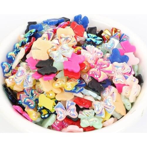 50Pcs 9x7mm Mixed Resin Flatback Butterfly Embellishment Cabochon Cute Decoration Scrapbooking For Diy Craft Supplies Accessory