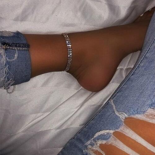 Fashion Crystal Anklet for Women Foot Jewelry Summer Beach Barefoot Bracelet Ankle on Leg Strap Bohemian Jewelry Accessories