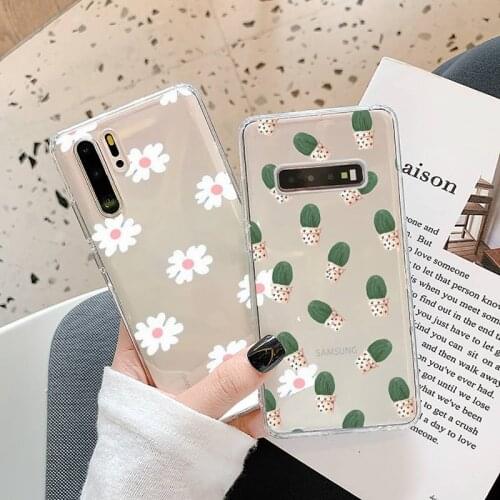 Daisy Flower Phone Case Transparent for Samsung A71 S9 10 20 HUAWEI p30 40 honor 10i 8x xiaomi note 8 Pro 10t 11