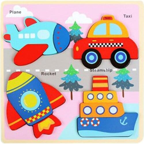 Wooden Toddler Puzzles Gifts Toys Educational 4 Vehicles Shape Safe Material Toys Parent-Child Interactive Games