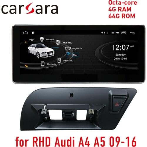 For A4 A5 S4 S5 Android 10 touch monitor 4G RAM 64G ROM right hand drive 09-16 10.25" display GPS Navi radio multimedia player