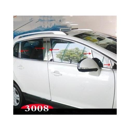 For Peugeot 3008 2013-2019 High-quality stainless steel car window decoration strip anti-scratch protection Car styling