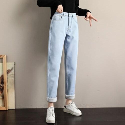 Winter Warm Jeans Women 2021 High Waist Casual Velvet Ladies Trousers Female Pantalon Denim jeans for Women Pants Plus size New
