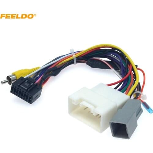FEELDO Car Stereo Radio 16PIN Adaptor Power Cable For Mitsubishi Outlander Xpander/Mirage Audio 16Pin Wiring Harness #HQ4469