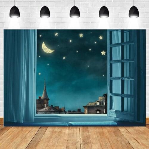 Yeele Cartoon Windows Photocall Night Moon Star Photography Backdrop Personalized Photographic Backgrounds For Photo Studio