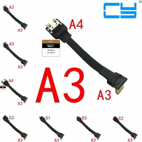 A3 FPV Micro HDMI Mini HDMI Adapter 5cm-50cm FPC Ribbon Flat HDMI 2.0 Cable shielding 4k 60Hz for Multicopter Aerial Photography