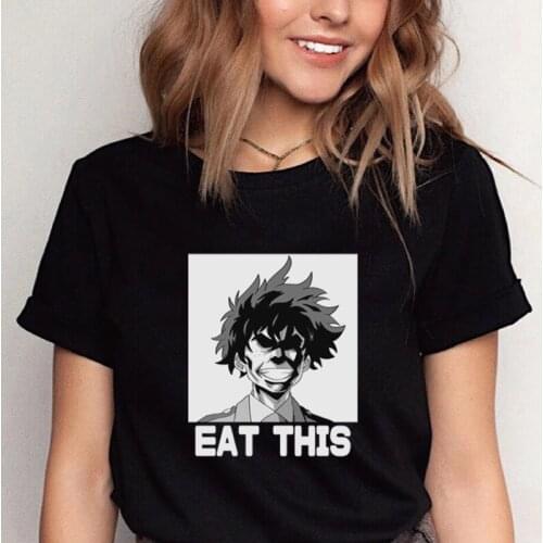 Eat This Funny Deku My Hero Academy Anime Printed T Shirts Unisex Summer Loose Top Unique Cartoon Anime ShirtHip Streetwear Tee