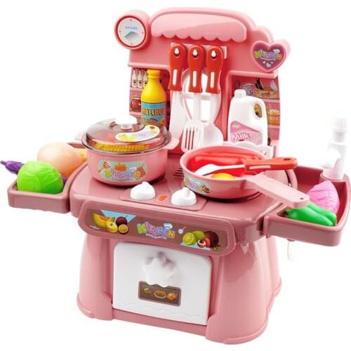 Kitchen Toys Imitated Chef Light Music Pretend Cooking Food Play Dinnerware Set Safe Cute Children Girl Toy Gift Fun Game GYH