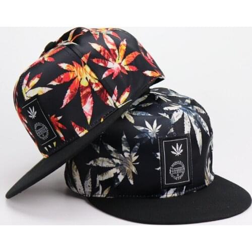 2021 Fashion Maple Leaf Mens Baseball Cap Flat Brim Cap Pure Cotton Snapback Cap Hip Hop Cap Hat Women Outdoor caps