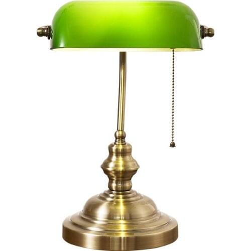 Chinese Vintage Retro Bank Table Lamp Iron Art Decor Study Classical Desk Lights Office Bedroom Bedside Background Bar Coffee