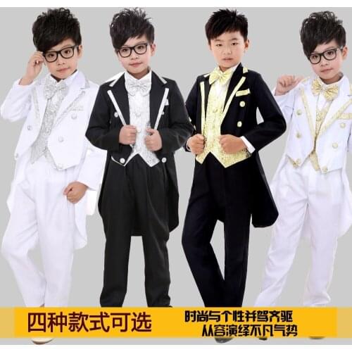 Kids Tuxedo Suits Champagne White Child Tuxedo Piano Performance Wear 7pieces Set Blazer+pant+shirt+bow+girdle+tie+belt Boy Suit