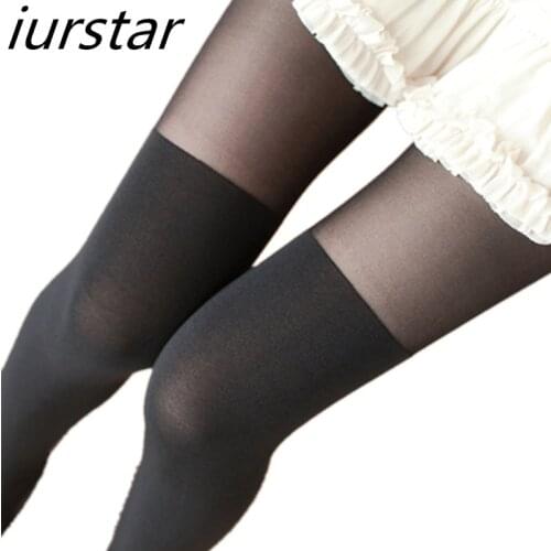 Iurstar hot Tights Women Spring Summer Ttyle Women Girls Sexy Black Tinted Sheer False High Stocking Pantyhose Tattoo Tight