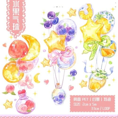 Cartoon Fruit Balloon Japanese snacks PET Washi Tapes Bullet Journal Masking Tape Adhesive Tape DIY Scrapbooking Washi Sticker