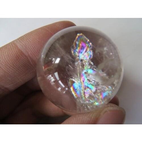 Natural Clear Quartz Rainbows Ball Crystal Sphere Orb Healing 29g +Free Shipping